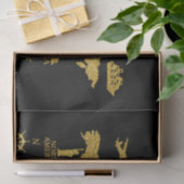 金ゴールドグリッターワールドマップオンブラックアドベンチャーエレガント 薄葉紙 (ギフト)