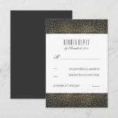 金ゴールドグリッターヴィンテージグラムウェディングRSVPカード 出欠カード (正面/裏面)
