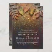 金ゴールドグリッターヴィンテージ紅葉リハーサルディナー 招待状 (正面/裏面)
