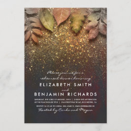 金ゴールドグリッターヴィンテージ紅葉リハーサルディナー 招待状