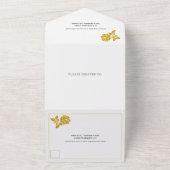 金ゴールドグリッターヴィンテージ結婚リースon black's all i オールインワン招待状 (外側)