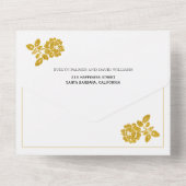 金ゴールドグリッターヴィンテージ結婚リースon black's all i オールインワン招待状 (裏面)