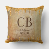 金ゴールドグリッター乾燥素朴touch クッション (正面)