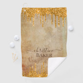 金ゴールドグリッター乾燥素朴touch ゴルフタオル (インサイチュ)