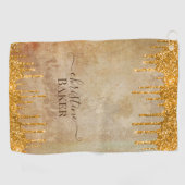 金ゴールドグリッター乾燥素朴touch ゴルフタオル (横)