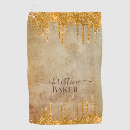 金ゴールドグリッター乾燥素朴touch ゴルフタオル