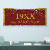 金ゴールドグリッター任意の年齢誕生日ヴィンテージバナー 横断幕 (トレードショー)