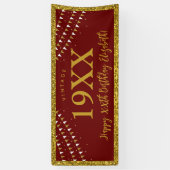 金ゴールドグリッター任意の年齢誕生日ヴィンテージバナー 横断幕 (縦)