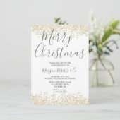 金ゴールドグリッター企業のまたはファミリークリスマスパーティー 招待状 (スタンド正面)