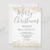 金ゴールドグリッター企業のまたはファミリークリスマスパーティー 招待状 (正面)