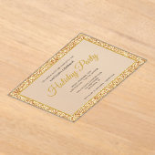 金ゴールドグリッター企業のホリデーパーティフロステッド アクリル招待状 (レイダウン)