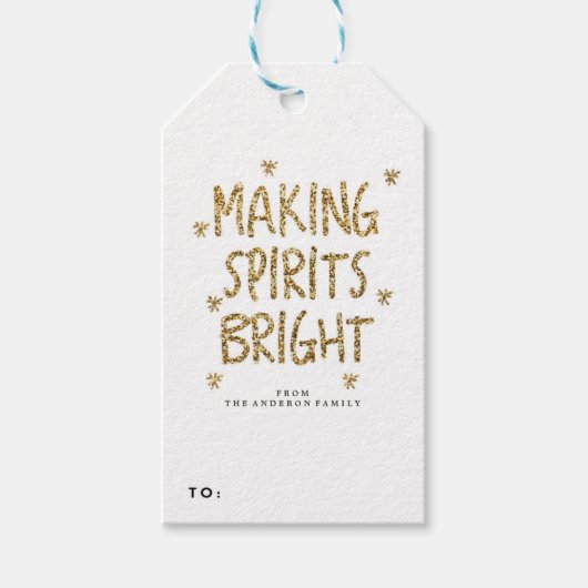 金ゴールドグリッター休日クリスマスギフトタグ ギフトタグ (正面)
