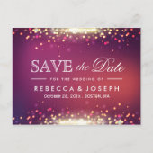 金ゴールドグリッター光沢のある輝くライト日付を保存 案内ポストカード (正面)