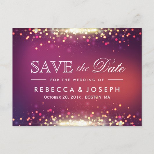金ゴールドグリッター光沢のある輝くライト日付を保存 案内ポストカード (正面)