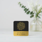 金ゴールドグリッター円箔パターン |金ゴールドトリム スクエア名刺 (スタンド正面)