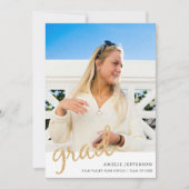 金ゴールドグリッター写真の卒業発表 招待状 (正面)