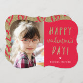 金ゴールドグリッター写真バレンタインデー シーズンカード (正面/裏面)