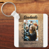 金ゴールドグリッター写真卒業の追加ネームクラス文字 キーホルダー (正面)