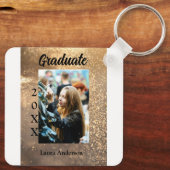 金ゴールドグリッター写真卒業の追加ネームクラス文字 キーホルダー (裏面)