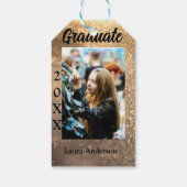 金ゴールドグリッター写真卒業の追加ネームクラス文字 ギフトタグ (裏面)