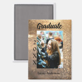 金ゴールドグリッター写真卒業の追加ネームクラス文字 マグネット (正面/裏面)