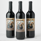 金ゴールドグリッター写真卒業の追加ネームクラス文字 ワインラベル (ボトル)