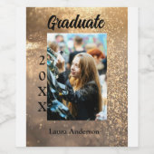 金ゴールドグリッター写真卒業の追加ネームクラス文字 ワインラベル (シングルラベル)