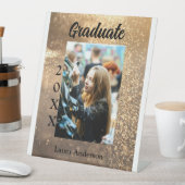 金ゴールドグリッター写真卒業の追加ネームクラス文字 台座サイン (インサイチュ)