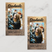 金ゴールドグリッター写真卒業の追加ネームクラス文字 名刺 (正面/裏面)