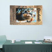 金ゴールドグリッター写真卒業の追加ネームクラス文字 横断幕 (トレードショー)