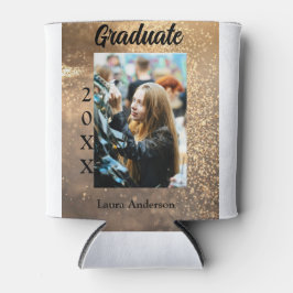 金ゴールドグリッター写真卒業の追加ネームクラス文字 缶クーラー