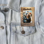 金ゴールドグリッター写真卒業の追加ネームクラス文字 缶バッジ (インサイチュ)