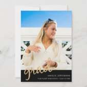 金ゴールドグリッター写真卒業発表カード 招待状 (正面)