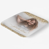 金ゴールドグリッター写真名卒業2024パーティーページ ペーパープレート (傾斜あり)