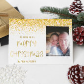 金ゴールドグリッター写真水平クリスマスフラット シーズンカード