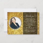 金ゴールドグリッター写真葬儀サンキューカード サンキューカード (正面)