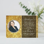金ゴールドグリッター写真葬儀サンキューカード サンキューカード (スタンド正面)