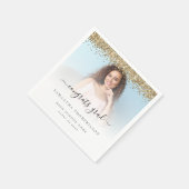 金ゴールドグリッター写真2024おめでとう卒業 スタンダードカクテルナプキン (角)