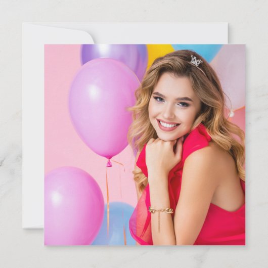 金ゴールドグリッター写真21stスクエアありがとう ノートカード (裏面)