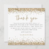 金ゴールドグリッター写真21stスクエアありがとう ノートカード (正面)