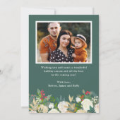 金ゴールドグリッター冬フローラメリークリスマスフォト シーズンカード (裏面)