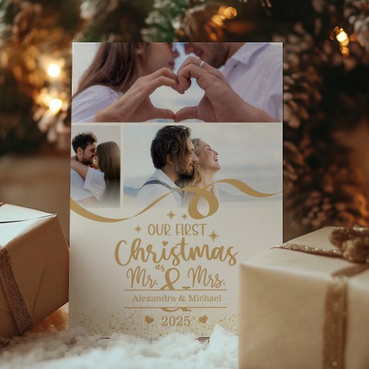 金ゴールドグリッター初めてのクリスマス6写真 シーズンカード