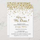 金ゴールドグリッター前に我々はリハーサル夕食を食べる 招待状 (正面/裏面)