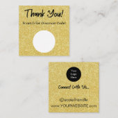 金ゴールドグリッター割引スクラッチオフサンキューカード スクエア名刺 (正面/裏面)