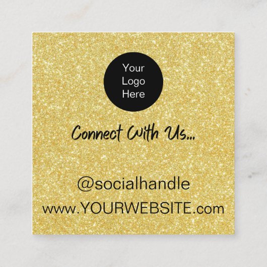 金ゴールドグリッター割引スクラッチオフサンキューカード スクエア名刺 (裏面)