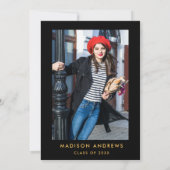 金ゴールドグリッター卒業パーティー招待状 – フォトバック 招待状 (裏面)