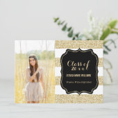 金ゴールドグリッター卒業パーティー招待状 招待状 (スタンド正面)