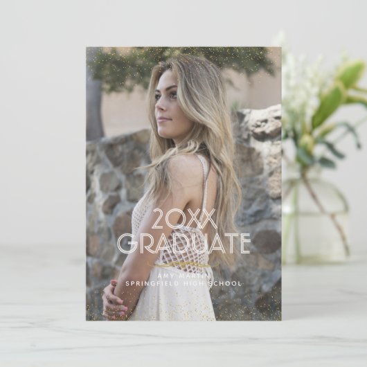 金ゴールドグリッター卒業写真発表 招待状 (スタンド正面)