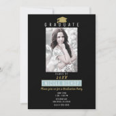 金ゴールドグリッター卒業式モダン卒業式パーティー 招待状 (正面)