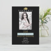 金ゴールドグリッター卒業式モダン卒業式パーティー 招待状 (スタンド正面)